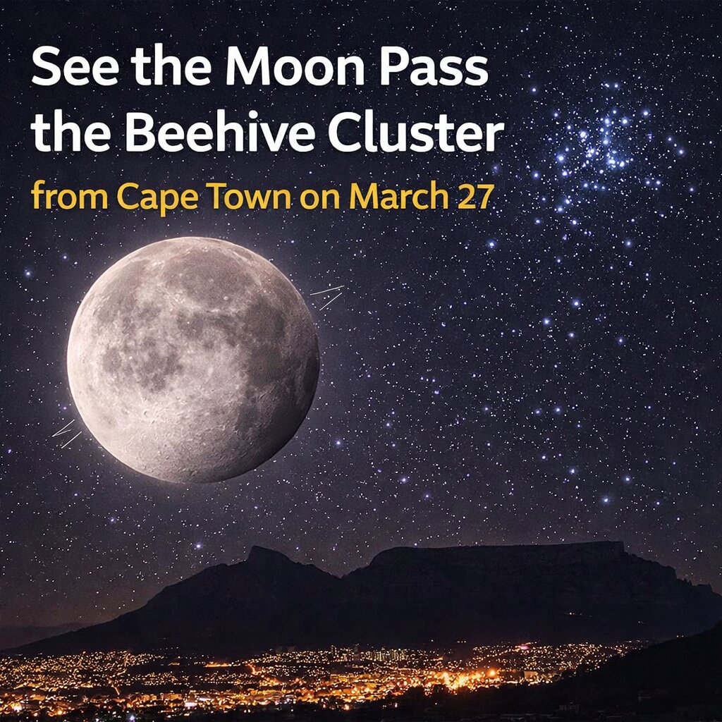 Waxing Moon Passing the Beehive Cluster