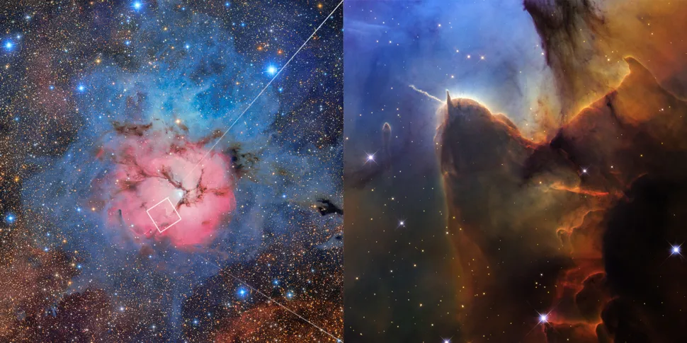 Hubble Celebrates 36 Years with Stunning New View of the Trifid Nebula