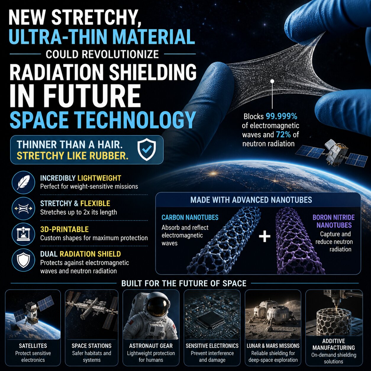 New Stretchy Radiation Shield Could Revolutionise Future Space Technology