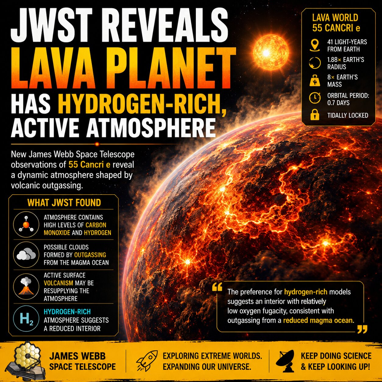 JWST Reveals A Dynamic Atmosphere On Lava World 55 Cancri e