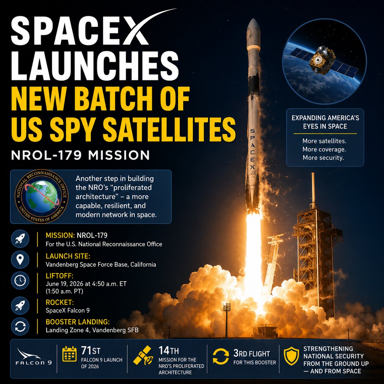 SpaceX Launches Another Batch Of US Reconnaissance Satellites