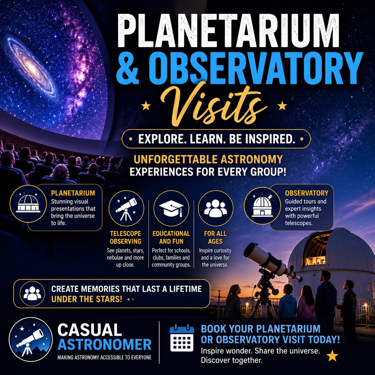 Book Your Planetarium and Observatory Visit with Casual Astronomer
