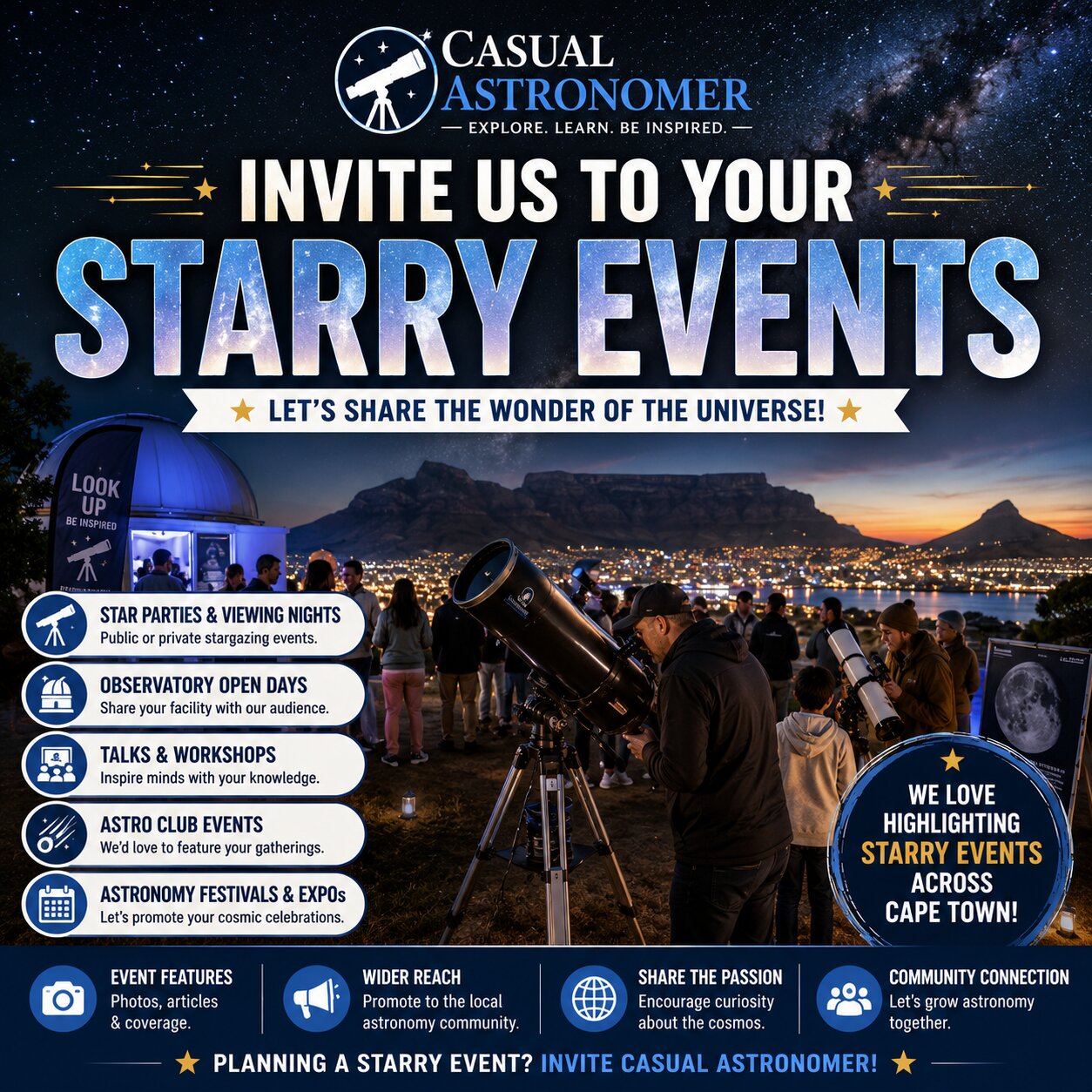 Invite Casual Astronomer to Your Starry Events in Cape Town
