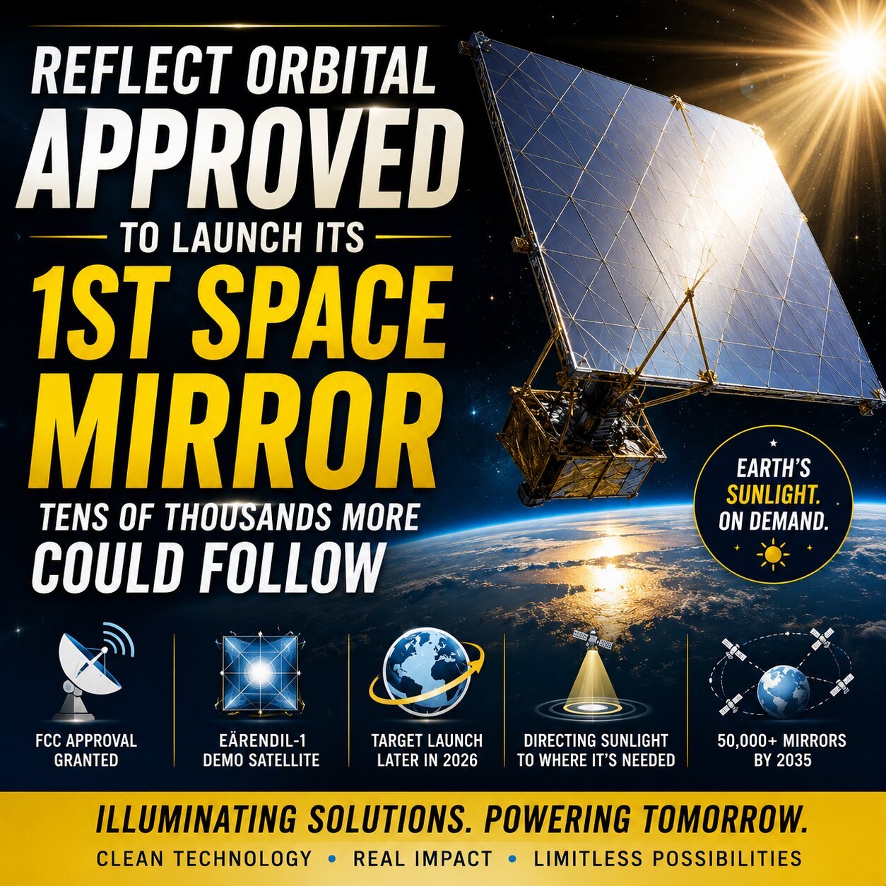 Reflect Orbital Receives Approval for First Space Mirror Demonstration Mission