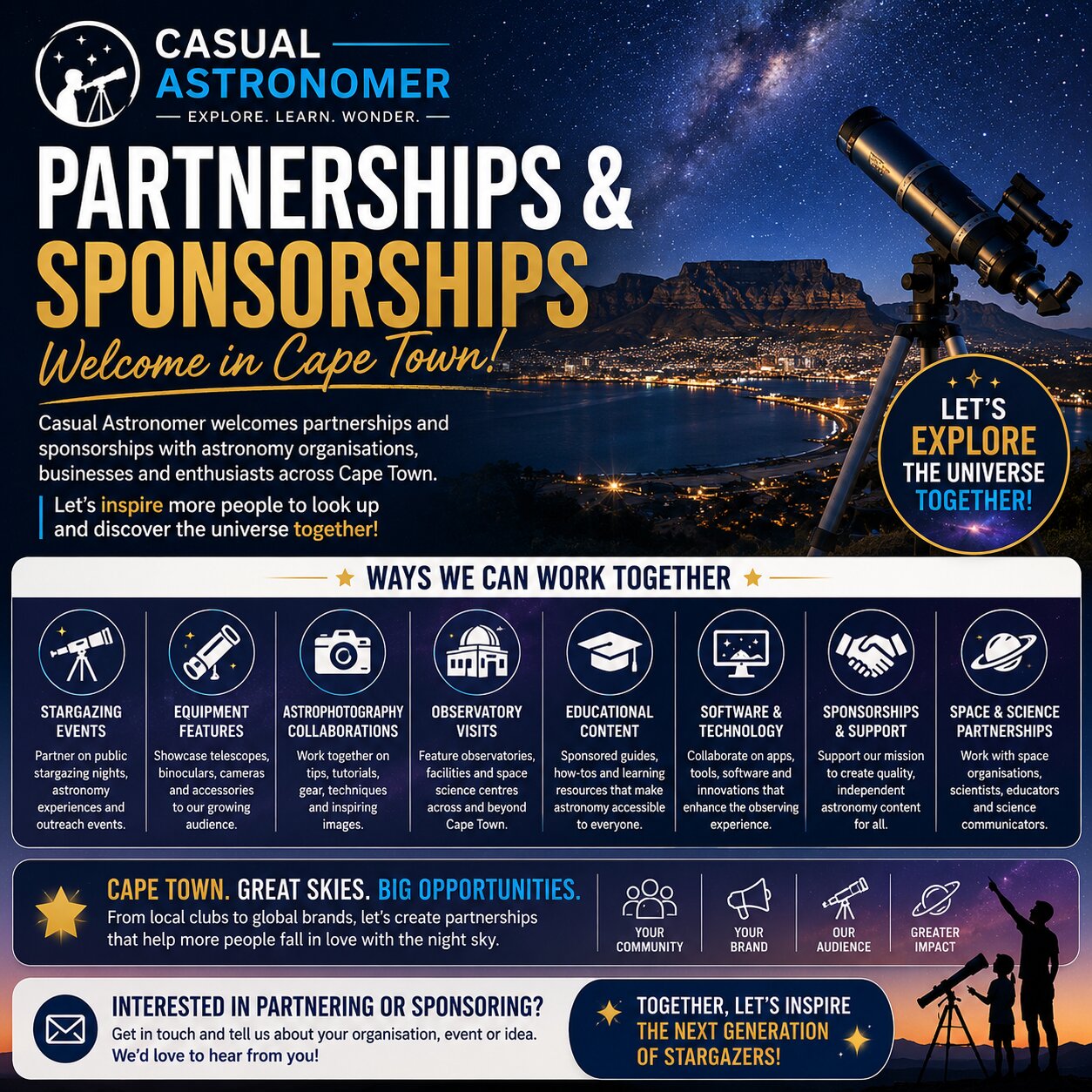Casual Astronomer Welcomes Partnerships and Sponsorships in Cape Town