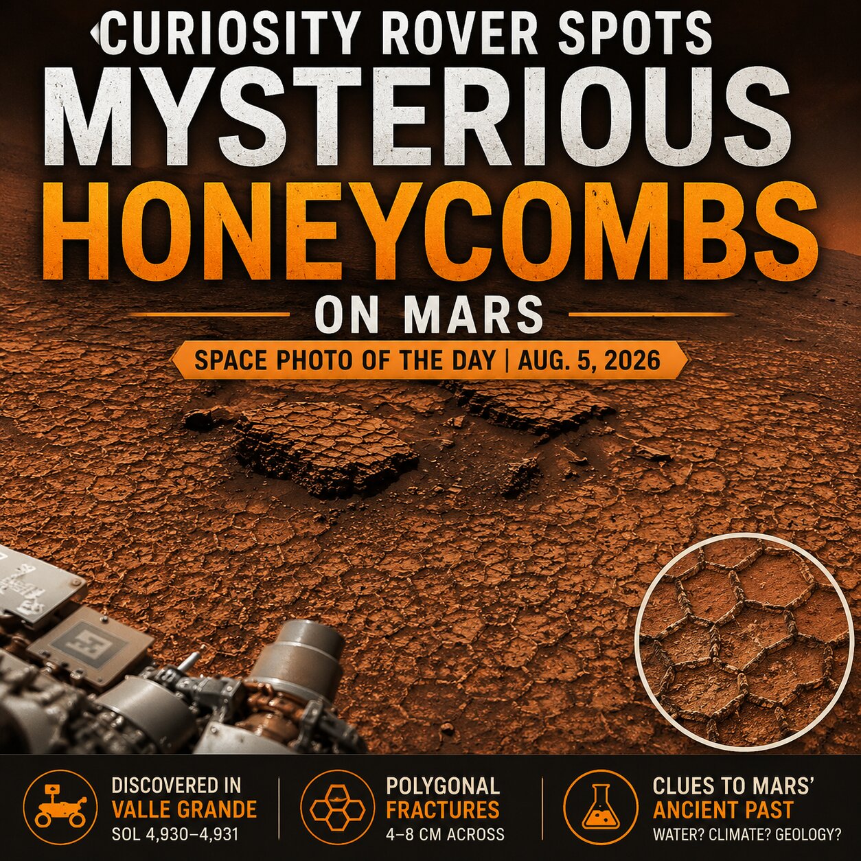 Curiosity Discovers Vast Honeycomb Terrain On Mars